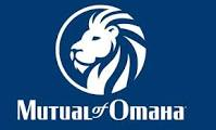 A blue and white logo of the mutual of omaha.