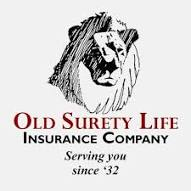 A lion is shown in front of the words old surety life.